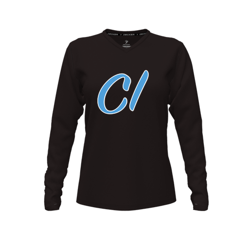 [CUS-DFW-TEES-CMF-VNK-LSL-BLK-FYXS-LOGO3] Comfort T-Shirt (Female Youth XS, Black, V Neck, Logo 3, Long Sleeve)