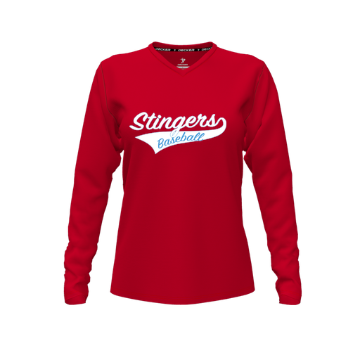 [CUS-DFW-TEES-CMF-VNK-LSL-RED-FYXS-LOGO2] Comfort T-Shirt (Female Youth XS, Red, V Neck, Logo 2, Long Sleeve)