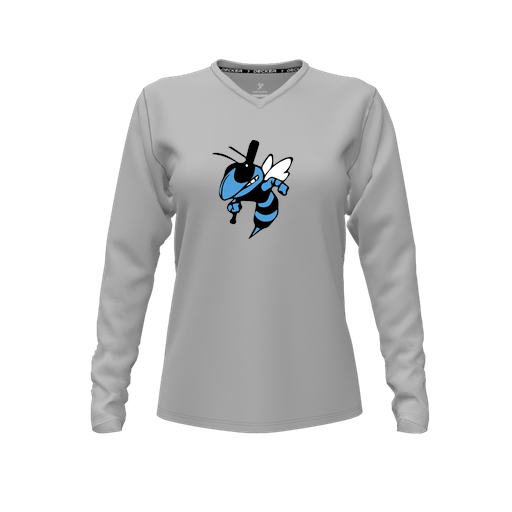 [FTLVCFGY-FYXS-LOGO1] Comfort T-Shirt (Female Youth XS, Gray, V Neck, Logo 1, Long Sleeve)