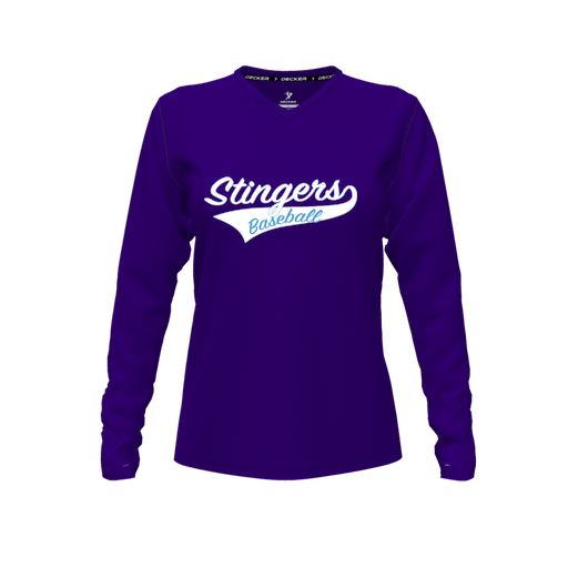 [FTLVCFPP-FYXS-LOGO2] Decker Comfort T-Shirt (Female Youth XS, Purple, V Neck, Logo 2, Long Sleeve)
