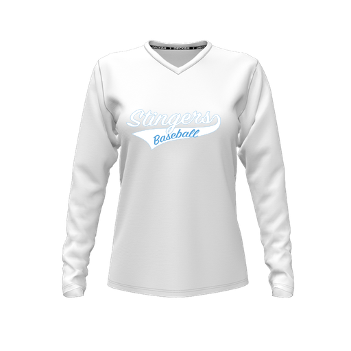 [FTLVPTWH-FYXS-LOGO2] Decker Performance T-Shirt (Female Youth XS, White, V Neck, Logo 2, Long Sleeve)