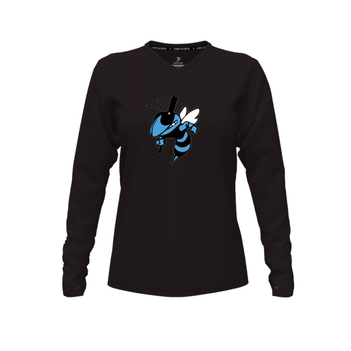 [FTLVPTBK-FYXS-LOGO1] Decker Performance T-Shirt (Female Youth XS, Black, V Neck, Logo 1, Long Sleeve)