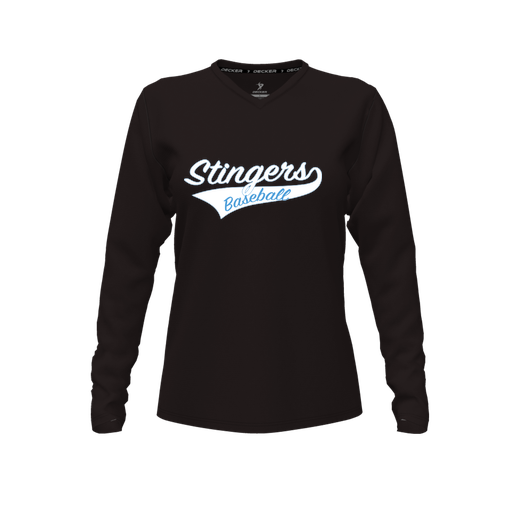 [CUS-DFW-TEES-PER-VNK-LSL-BLK-FYXS-LOGO2] Performance T-Shirt (Female Youth XS, Black, V Neck, Logo 2, Long Sleeve)
