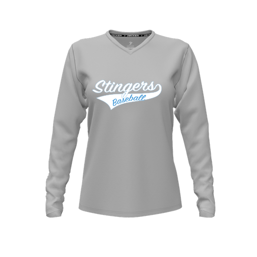 [CUS-DFW-TEES-PER-VNK-LSL-GRY-FYXS-LOGO2] Performance T-Shirt (Female Youth XS, Gray, V Neck, Logo 2, Long Sleeve)
