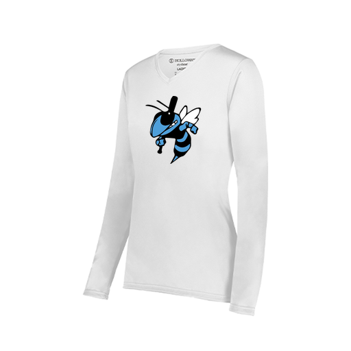 [222824.005.S-LOGO1] Ladies LS Smooth Sport Shirt (Female Adult S, White, Logo 1)